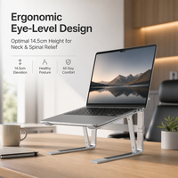Dudukan Laptop Baja Karbon dengan Bantalan Silikon, Penyangga Notebook Ergonomis untuk Laptop 10-17.3 inci, Desain Pendingin Berongga, Asal Guangdong