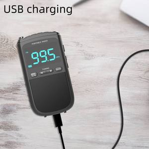 Digital Display AM FM Portable Radio 800mAh Rechargeable LED Pocket Broadcast Receiver ABS Plastic <b>Mini</b> <b>Speaker</b> - Product Image 3
