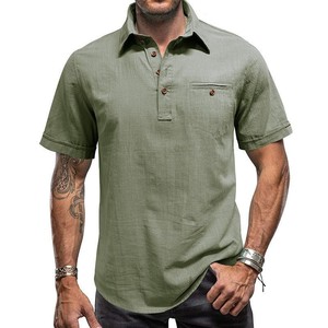 <span class=keywords><strong>Chemise</strong></span> d'été 2026 à manches courtes en <span class=keywords><strong>lin</strong></span> pour homme, style urbain simple, pour homme et garçon - Product Image 1