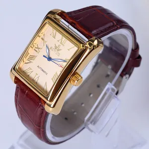 New SEWOR Top Brand Luxury Rectangular Men Watches Automatic Mechanical Roman Display Antique Clock Relogio Wrist