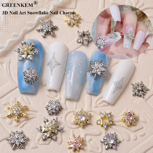 Vente en gros nouveauté Offre Spéciale de Noël 3D Nail Art breloques bijoux pour ongles en cristal flocon de neige breloques pour ongles - Product Image 1