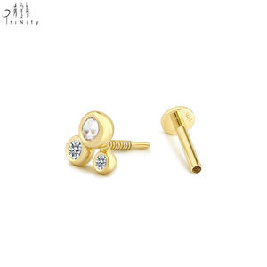 Nouveauté, Produits en promotion : Boucle d'oreille fine en or massif 14K avec diamant naturel taille rose, pour usage quotidien - Product Image 4