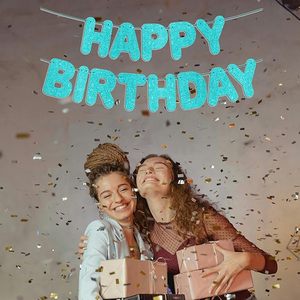 Pancarta de <span class=keywords><strong>Feliz</strong></span> Cumpleaños, Pancarta Brillante Color Turquesa, Decoraciones para Fiesta de Cumpleaños, Letrero de Fondo con Diseño Submarino, Decoraciones de Cumpleaños - Product Image 4