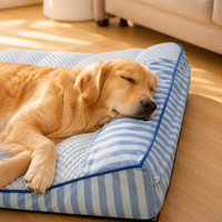 Lit orthopédique rectangulaire pour chien, luxueux, écologique, rayé, respirant, durable, rafraîchissant, confortable, extra large, lavable et protecteur