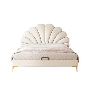 Lit à cadre en bois en cuir pour enfants Design de <span class=keywords><strong>luxe</strong></span> léger moderne lit de rangement doux confortable pour garçons et filles chambre de princesse - Product Image 5