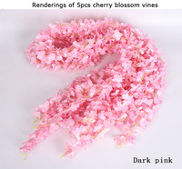 Sen Masine 14 Farben erhältlich Gefälschte hängende Sakura Flower Vine Künstliche Kirschblüten girlande für Hochzeit Home Office Dekor