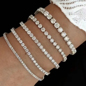 Bracelet tennis en or 14k/18k certifié IGI, diamants de laboratoire taille ronde, bijoux fins, cadeau unisexe, diamants remplis, couleur D blanche - Product Image 1