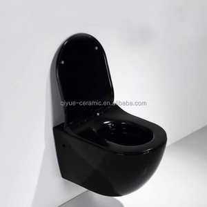 <span class=keywords><strong>WC</strong></span> suspendu européen en céramique noire pour salle de bain, ensemble de toilettes murales - Product Image 5
