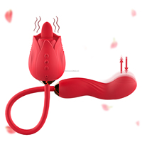 Doppelseitiger Rosen-Vibrator Sexspielzeug mit Zungenleck-Vibratoren für Klitoris- und Brustwarzen-Vergnügen, Flatternder Dildo für G-Punkt und Anal