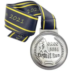 2021 Nieuwe Ontwerp Sport Medaille Running Concurrentie Roze Lint Openbare Welzijn Activiteit Zinklegering Gouden Lint Medaille