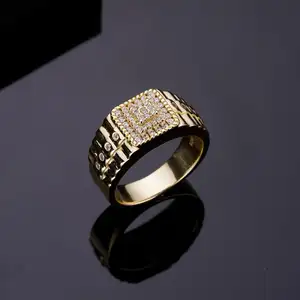 Fabricante Atacado Retro Goth Tarnish Livre 18K Banhado A Ouro Não Tarnish Traje Jóias Masculinas 10 Gram Gold Ring