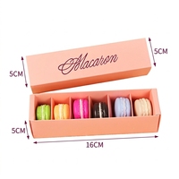 Boîte de macarons rose/blanc/couleur, pièces, boîte personnalisée avec logo, 1 rangée, 6 diviseur