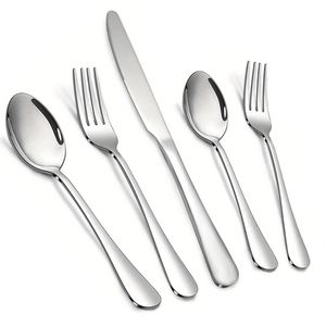 Modern Stainless Steel Cutlery Set Mirror Polished <b>Knife</b> <b>Fork</b> Spoon Flatware Set for Wedding Restaurant Party - Product Image 1