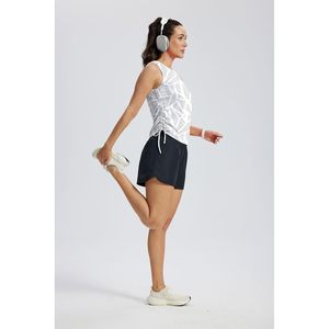 Camiseta de Yoga para Mujer, Cuello Redondo, Fruncida, con Lazos Ajustables, Transpirable, de Spandex y Poliéster, Ropa Deportiva para Gimnasio, Verano 2026 - Product Image 3