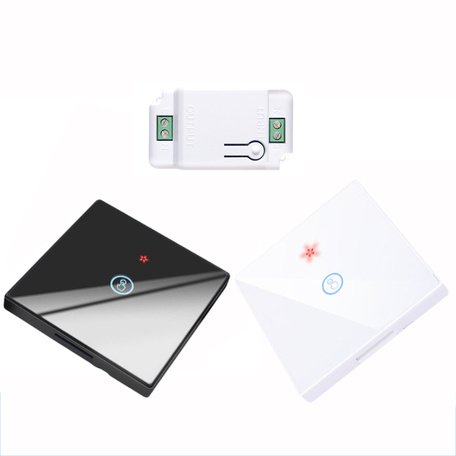 SIXWGH Luxury Glass Panel 1gang RF433 Remote Control Light Switch Wireless Touch Wall Switch Set Durable Waterproof Max 10A