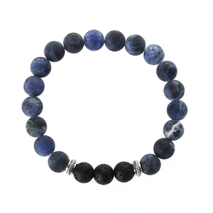 Bracelet en pierre mat naturelle, Sodalite givré, améthyste, zèbre rouge, Serpeggiante, Bracelet diffuseur d'aromathérapie, de roche de lave - Product Image 4
