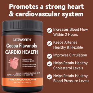 فلافانول الكاكاو من LIFEWORTH ، يدعم صحة القلب ، ويعزز أكسيد النتريك ، ويحسن الدورة الدموية ، والطاقة ، والعمل المسبق - Product Image 3