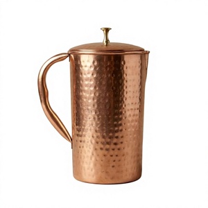Pichet à eau en cuivre martelé fait main avec couvercle en forme d'oiseau, carafe métallique vintage écologique, capacité 1,7 L pour boissons, service de mariage, durable - Product Image 2