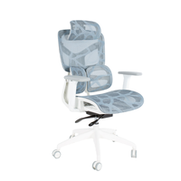 Chaise de bureau ergonomique moderne avec conception entièrement en maille, appui-tête pivotant et réglable, en mousse de plastique à dossier haut