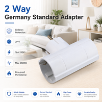 Adaptateur allemand Selamp 2 voies type F avec obturateurs de sécurité enfant 16A 250V 3500W, boîtier PC ignifuge, 2 prises, garantie 2 ans