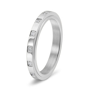 Non Tarnish Fine 14k 18k Gold Plated 316L Stainless Steel Fashion Zircon Wedding Fidget <b>Ring</b> Band for Women <b>Men</b> - Product Image 4