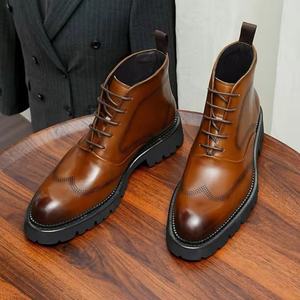 Vente en gros usine : Chaussures de mariage pour hommes en cuir de vachette pleine fleur, formelles, à semelle épaisse et rehaussante, toutes saisons - Product Image 1