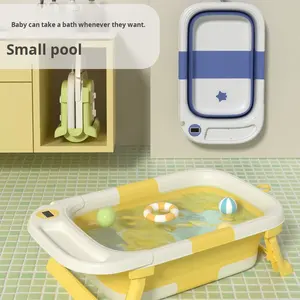 Bañera de plástico moderna para bebé, suministros plegables para recién <span class=keywords><strong>nacidos</strong></span> para uso doméstico, Cubo de baño para niños con características de descanso sentado - Product Image 4