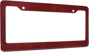 Marco de Matrícula de Fibra de Carbono Roja de Lujo 100% <span class=keywords><strong>Real</strong></span> con Logotipo Personalizado, Pedido Mínimo Bajo, Tamaño para Automóviles de EE. UU. - Product Image 2