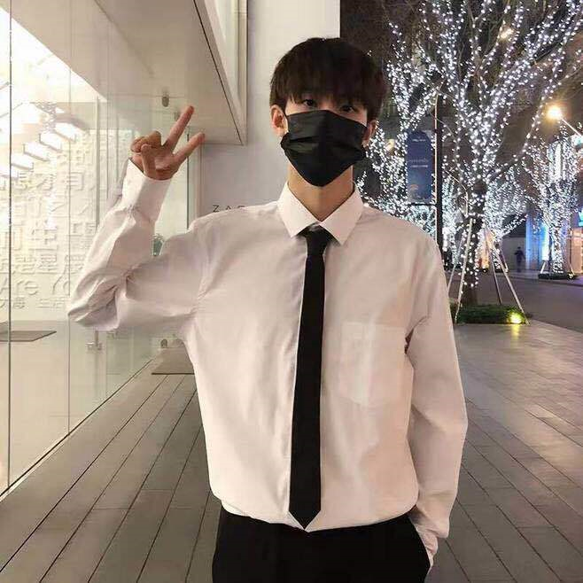 Галстук ins в школьном стиле для мальчиков; Маленькая узкая версия; 5 см; Черно-белая рубашка на молнии; Легкая Свадебная рубашка