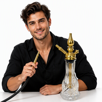 Set Hadiah Hookah Mewah Arab 57cm dengan Pot Shisha Tra-di Emas dan Aksesoris Desain Modern dari Baja Tahan Karat.