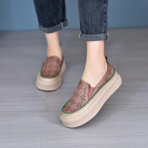 2023 été femmes en cuir véritable mocassins confortables décontracté sans lacet chaussures PU semelle souple paresseux creux conception polyvalent pour le quotidien - Product Image 5