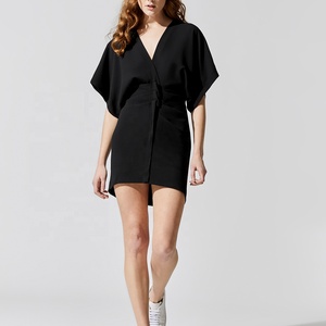 Las mujeres cintura apretado Vintage volantes mangas cóctel Bodycon parte lápiz <span class=keywords><strong>vestido</strong></span> negro - Product Image 2