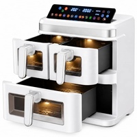 Friteuse à Air Numérique Double Air Fryer Four Plus de 15 l Avec Préréglages One-Touch et Fenêtre Visible