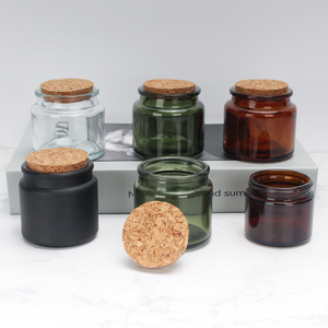 Vente en gros Pot à bougie en cire de verre transparent blanc noir mat vide 100ml 200ml recyclable à large ouverture avec couvercle en liège en <span class=keywords><strong>bois</strong></span> - Product Image 2