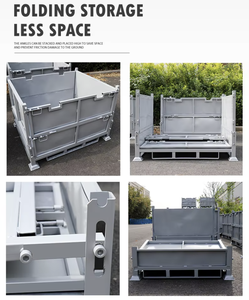 Katlanabilir Metal Lojistik Konteyneri (otomobiller için) İstiflenebilir Galvanizli Depo İstiflenebilir Katlanır Endüstriyel Çelik Palet Metal Kutu - Product Image 2