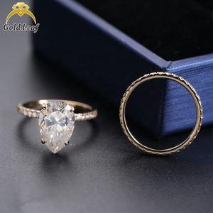 Bijoux fantaisie, or blanc 14 carats, 0,3 CT-3 CT, pierre de laboratoire blanche de forme poire, certifiée IGI, bague de fiançailles, bague de mariage, alliance éternelle - Product Image 5