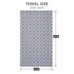 Cotton <b>Bath</b> Towel <b>Grey</b> Checkered Weave Soft Lightweight Absorbent Quick Dry <b>Bath</b> <b>Sheet</b> for Men Women Home Use 156 x 76 cm - Product Image 2