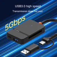 Lector de tarjetas expansor OTG multifunción USB3.0/tipo C, nuevo lector de tarjetas SD/TF/CF/MS para ordenadores portátiles, dispositivos móviles