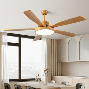 Người hâm mộ Đèn trang trí quạt trần giá điện chất lượng cao Powered trắng đơn giản bằng gỗ LED quạt trần ánh sáng - Product Image 5