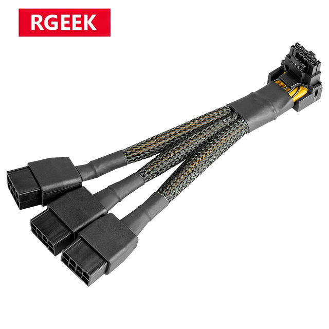 RGeek 12VHPWR 90 Degree Adapter 16Pin GPU Cable to 3 X 8 Pin Pcie 5.0 16AWG 600W for RTX 4090 4080 3090TI 4070Ti Graphics Card