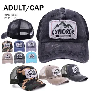 גבוהה באיכות לא מובנה קיץ רשת תיקון בייסבול Caps מותאם אישית רקמת לוגו במצוקה כובע 6 פנל בייסבול כובע