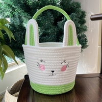 Panier-cadeau de Pâques rond Linyi, directement de l'usine, avec design transfrontalier, sac fourre-tout en corde de coton et sac à bonbons en forme d'œuf, modèle X-90