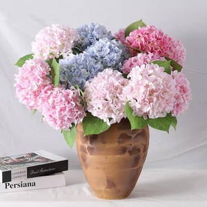Flores de Hortensia Artificiales de Tela de Seda de Alta Calidad al por Mayor para Decoración de Bodas, Hortensias Artificiales Blancas y Rosas - Product Image 1