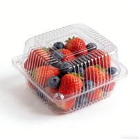 Emballage de gâteau en PET transparent, léger, avec fermeture à charnière, boîte d'emballage alimentaire, boîte à salade transparente, conteneur à fruits pour supermarché, coquille