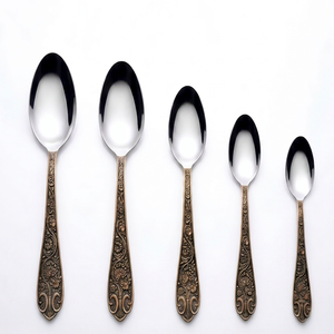 Antique Copper Floral Spoon Set Stainless Steel <b>Mirror</b> Polish Bowl Antique Copper Handle Perfect For Restaurants Hotels And Cafe - Product Image 1