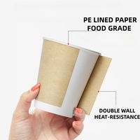 Gobelets à café chauds en papier à double paroi ondulée, écologiques et isolés, avec impression dorée et couvercle