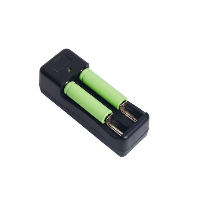 Universal 2-Bay EU Plug Lithium Battery Charger, Portable 3.7V Li-ion Battery Charging Station with LED Indicator