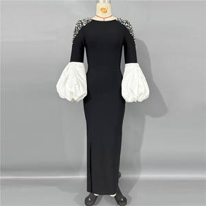 Новое дизайнерское вечернее платье с ручной вышивкой бисером для клубных вечеринок и выпускных балов, с длинными рукавами, в стиле знаменитостей - Product Image 5