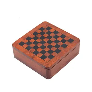 Mini Bordspel Houten 3 In 1 Spel Set Schaak Checker En Backgammon