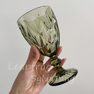 Venta al por mayor Apto para lavavajillas verde 300ml multiusos patrón prensado copa de vino <span class=keywords><strong>Vintage</strong></span> copa de boda para fiesta Hotel restaurante - Product Image 5